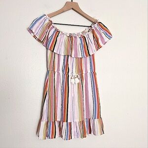 Art Class Striped Off Shoulder Crinkle Mini Dress Girls size Medium